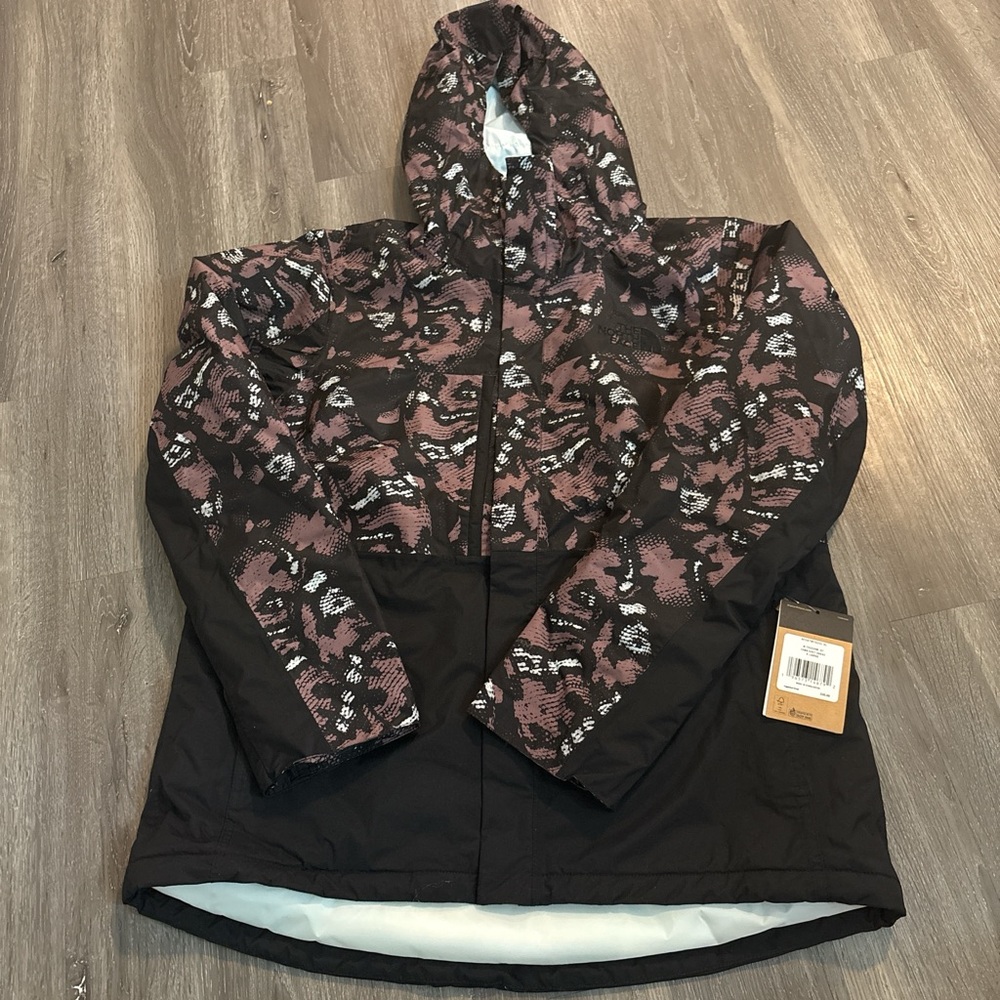 The North Face Hyvent Recon Black and Pink Patterned Hooded Jacket